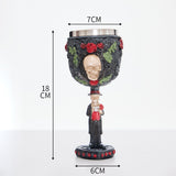 Resin Skull Goblet With Rose Floral Ornament 2 PCS, Carved Resin Wine Cup, Stainless Steel Liner for V1221-XM-LB4267-ZS107