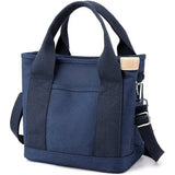 Women Navy Blue Tote Bag with Zip Closure, Short Handles and Shoulder Strap, Durable Everyday Design V1237-MS-912-208