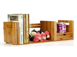 Bamboo Adjustable Bookshelf Book Storage Organizer with Single Drawer for Bedroom Office V1294-YM0901-JY02609