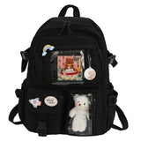Kawaii Backpack, Cute Bookbags With Kawaii Pin And Accessories black cute kawaii backpack -- V1370-AZ4-06613