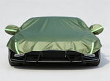Half Car Cover Sedan with Green Reflective Strip,All Weather Car Body Cover for Sun, Rain, Dust V1189-LC-QPA-012