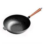 SOGA 31cm Commercial Cast Iron Wok Round Bottom FryPan Home Cooking Skillet ZPAI012NOLID