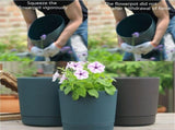 9 Inch Pots, Modern Cylinder Planters with Drainage Holes & Saucers x80x93 Indoor & Outdoor V1366-AZ2-W-16408