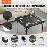 VEVOR Mahjong Table, Square 4 Player Folding Card Table with 4 Cup Holders & 4 Chip Trays, Portable V952-SDMJZHSDMNGP0C7TXV0