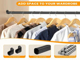 18-63" Oval Closet for Hanging Clothes Adjustable Closets Heavy Duty Black Poles Bar Closet V1107-127-10231-BLK3