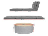 Artiss Recliner Adjustable Floor Chaise Lounge & Ottoman Foot Rest Grey Set FLOOR-19LIN-OTM-02-L60