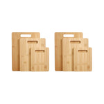 6pcs Bamboo Wood Chopping Board 3-Set Cheese Cutting & Serving Light Wood Tone V915-KC0010X2