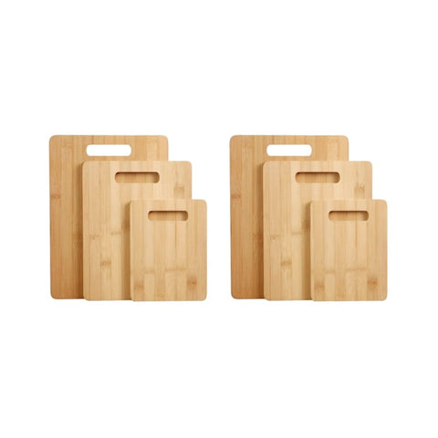 6pcs Bamboo Wood Chopping Board 3-Set Cheese Cutting & Serving Light Wood Tone V915-KC0010X2