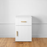 PORTO BEDSIDE TABLE - WHITE - VJ PANEL - OVAL BRASS V164-ECS13WVB05G