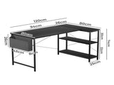 Levede L Shaped Computer Desk Home Desk Black DH1052-120-BK