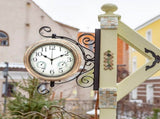 Retro Wall Clock Outdoor Retro Wall Clock with Temperature and Hygrometer Large Face for Garden V1366-AZ2-W-14950