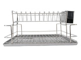 Dish Drying Rack Space Saving 2 Tier Dish Rack for Kitchen Counter Stainless Steel Dish Drainer with V1294-YM0901-3117250024511