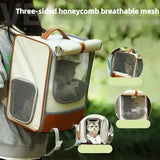 Beige Large Capacity Breathable Foldable Pet Trolley - Travel Cat Carrier with Wheels, Portable, V888-ELOSUNG13147