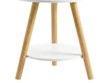 Levede Round Coffee Table 2-Layer Living Room End Tables Bedroom Side Tables NI1090-WH-AU