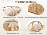 Handwoven Wicker Handbag, Rectangular Wicker Beach Bag, Rustic Portable Rattan Flower Basket with V1192-AZ-W-18331