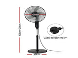 DEVANTI 16" Pedestal Fan with Remote 3 Speeds 8H Timer, Black PF-RC-40G2M-BK