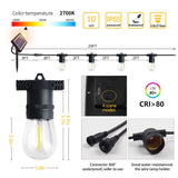 29FT Solar String Lights Outdoor Waterproof Christmas Party Garden Decor V1282-S14-2910-SS-2W