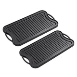 SOGA 2X 50.8cm Cast Iron Ridged Griddle Hot Plate Grill Pan BBQ Stovetop ZPAI009X2