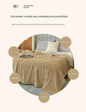 200*230cm Light tan Solid Colour Flannel Throw Blanket - Thick Double-Sided Fleece with Ribbed V888-ELOSUNG50715
