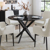 Round Marble-Effect Table-Black V264-DNT-410C-BLK-11M