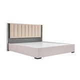 Queen 5 Pcs Bedroom Suite Fabric Upholstery MDF Combination of Champagne and Black Colour V43-BDS-MAXL-5PC