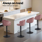 Artiss 4x Bar Stools Gas Lift Velvet Pink BA-K-9968-PKX4