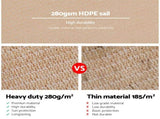 Instahut Shade Sail 3x6m Rectangle 280GSM 98% Sand Shade Cloth SAIL-H-3X6-C-SA