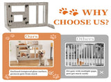 32" Tall Dog Door Gate Freestanding Adjustable Pet Barrier Gate Doorways Stairs V767-XPETDL-78