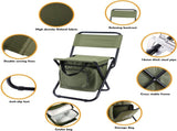 Portable Folding Camping Chair with Insulated Cooler Bag, HeavyDuty Steel Frame Fishing Chair with V1188-MS-901-005