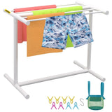 Pool Towel Rack, 5 Bar, White, Freestanding Outdoor PVC T-Shape Poolside Storage Organizer, Include V952-MJJBSGZXGBDD5JAP7V0