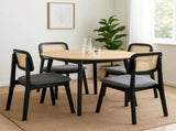 Levede Dining Chair Wood Rattan Armless Black x4 CH1144-2-BKX2