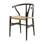 1x Artiss Dining Chair Wooden Rattan Wishbone Black MO-DIN-B-01-RAT-BK