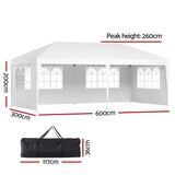 Instahut Gazebo Pop Up Marquee 3x6m Wedding Party Outdoor Camping Tent Canopy Side Wall White GAZEBO-WED-C-FG-3X6-POP-4W-WH