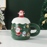 Christmas mug, ceramic mug, mug with lid and spoon, Santa Claus mug, festive decor, Christmas gift, V1106-128-68671-COL-FAN