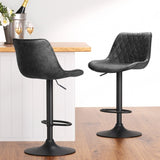 Artiss 4x Bar Stools Gas Lift Vintage Leather Black BA-K-9976-BKX4