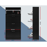 Artiss Shoe Rack Cabinet 60 Pairs 4 Doors - Black FURNI-L-SHOE-4D3R-BK-AB