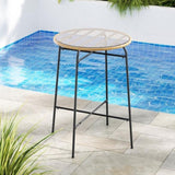 Gardeon Outdoor Bar Table Wicker Dining Bistro Patio Balcony Glass Table Steel ODF-BA-TW-RATTAN-TABLE