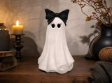 Halloween Ghost Figurine with Bow Large Tabletop Decoration for Front Porch Entryway Fireplace V1366-AZ2-W-13171