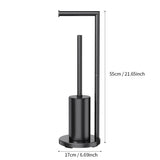 Freestanding Toilet Brush and Toilet Paper Holder Set Metal Bathroom Loo Brush Roll Stand with Round V1161-860069