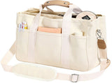 Canvas Tote Bag With Zipper, Multi Pocket Large Capacity Shopper Handbag With Handles, For Travel V1237-ZY-807-142