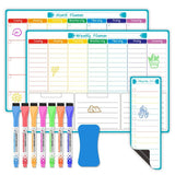 Magnetic Dry Erase Weekly & Monthly Planner Set, Fridge Whiteboard Calendar with 7 Markers & Eraser, V1188-MS-417-0006