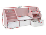 Keezi Kids Bookshelf Storage Organiser Toy Box Drawer Bench Seat Cabinet Pink FURNI-N-BOOK-140-PK-AB