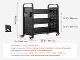 Rolling Library Book Cart, 150 kg Capacity, 77 x 38 x 122 cm Library Cart, Single Sided L-Shaped V952-LXTSGTCHS330DC6LE001V0