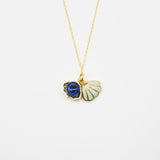 Gift Box - Aroma Necklace 925 Silver, Gold coated - Green Shell Ocean Depth Purify Oil V760-GBAJ - 16