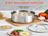 4 QT Saucepan, Stainless Steel Saucepan with Glass Lid, Multipurpose Nonstick Stainless Steel Small V952-BXGJG4QT1JTWFU824001V0