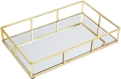 Tray Gold Mirror Decorative for Storage Jewelry and Makeup accessories V178-12580