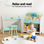 Keezi Kids Bookshelf 2 In 1 Table Chair Set Bookcase Toys Shelves Children Organiser FURNI-B-KTC-3SET-GN