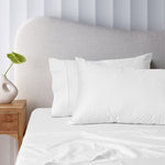 Accessorize 400TC White Bamboo Cotton Mega / Super Sheet Set 50cm Wall Queen V442-HIN-SHEETS-BAMBOOCOTTON50CM-WHITE-QS