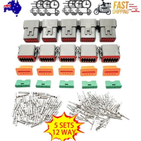 5 Sets DEUTSCH DT SERIES MULTI PLUG WATERPROOF CONNECTOR 12 WAY PIN KIT V201-DT4612P5SETA