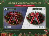 Jingle Jollys 60cm Pre-lit Christmas Wreath Garlands LED Light Front Door Decor Bow XM-WRE-BOWTIE-2FT-RD-LED